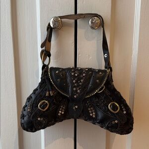 Bracher Emden Black Leather Embellished Women's Bag